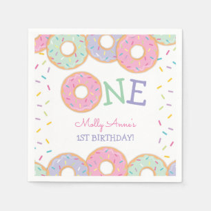 Serviette En Papier Donut 1er Anniversaire Donut Grandir Rose arroses