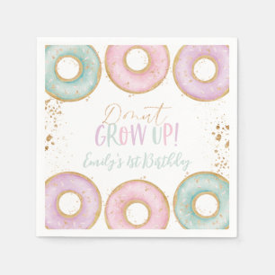 Serviette En Papier Donut Aqua Gold 1er Anniversaire Serviettes Donut 