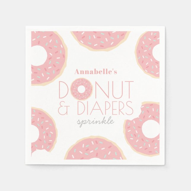 Serviette En Papier Donut rose & Diapeurs Bébé Sprinkle Girl (Devant)