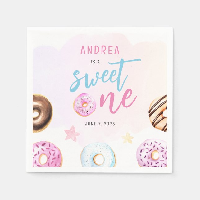 Serviette En Papier Donut Sweet One Girls Premier anniversaire (Devant)