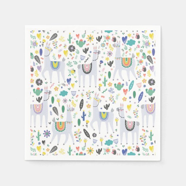 Serviette En Papier Doodle Alpaca (Devant)