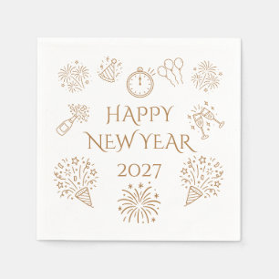 Serviette En Papier Doodle Fantaisiste Or Bonne Année 2027