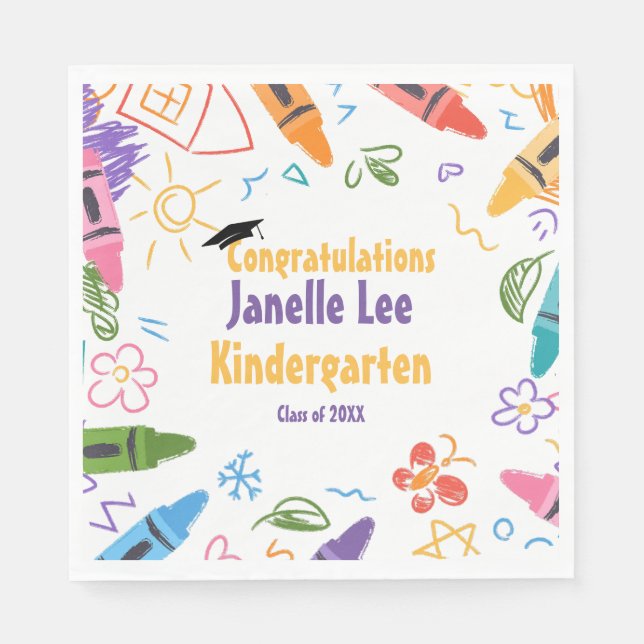 Serviette En Papier Doodle Kindergarten Graduation Party (Devant)