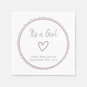 Serviette En Papier Doodle minimaliste rose C'est un Baby shower de fi