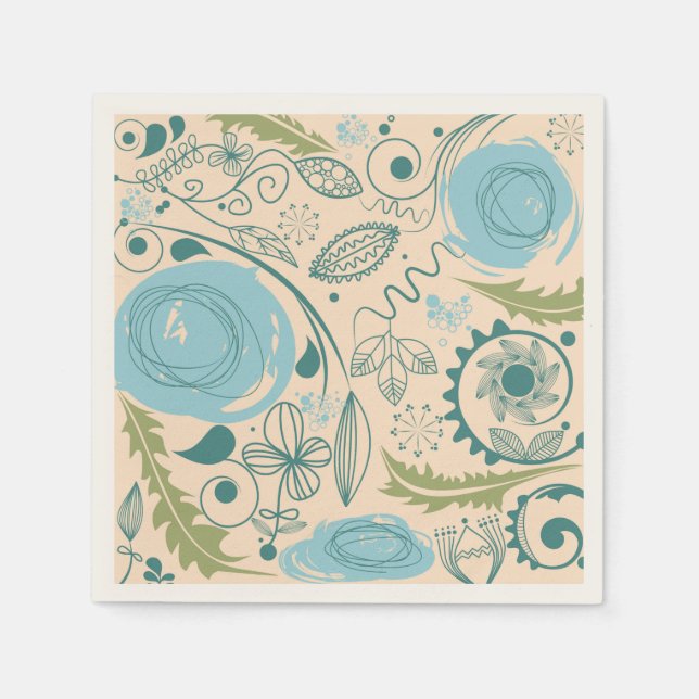 Serviette En Papier Doodles de fleurs (Devant)