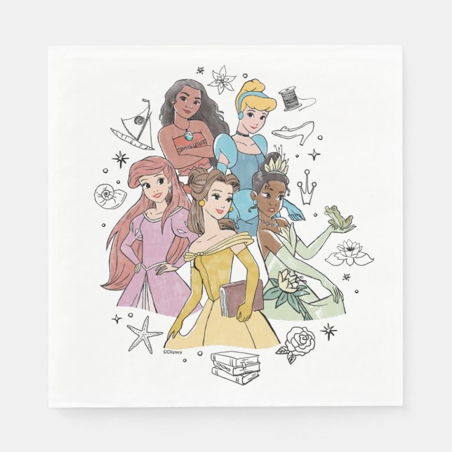 Serviette En Papier Doodles Disney Princess Marker (Devant)