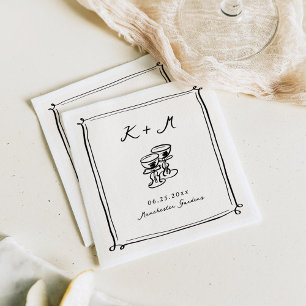 Serviette En Papier Doodles Mariages dessinés à la main