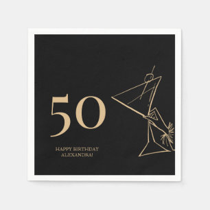 Serviette En Papier Doré moderne 50e Anniversaire Cocktail serviettes