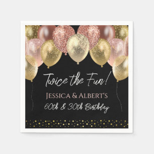 Serviette En Papier Double Anniversaire Pink Or Ballons Papier Napkin