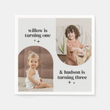 Double Arc Photo Joint Anniversaire Papier Napkin