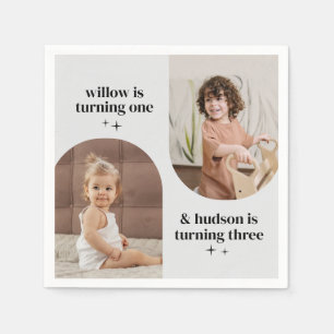 Serviette En Papier Double Arc Photo Joint Anniversaire Papier Napkin