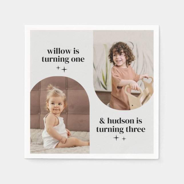Serviette En Papier Double Arc Photo Joint Anniversaire Papier Napkin (Devant)