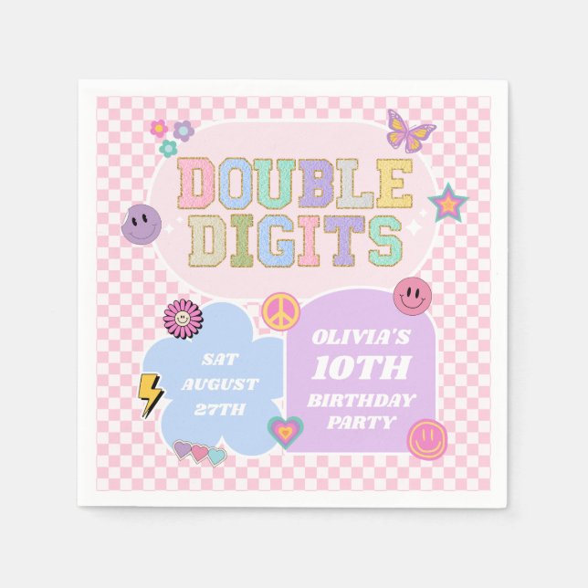 Serviette En Papier Double Chiffres Preppy Patch 10e fête d'anniversai (Devant)