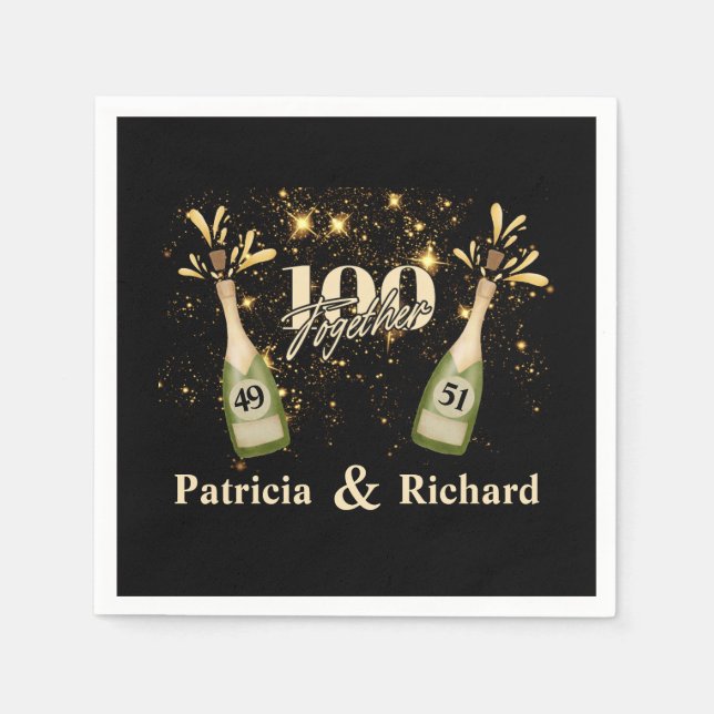 Serviette En Papier Double fête d'anniversaire conjointe Deux fois plu (Devant)