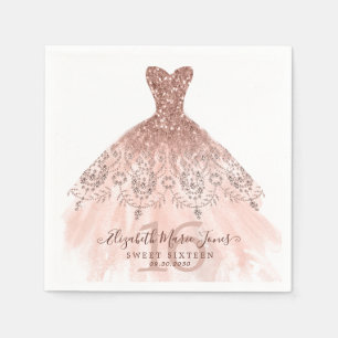 Serviette En Papier Douce 16e anniversaire Rose Rose Rose Parties scin