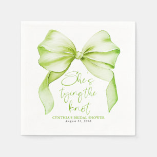 Serviette En Papier Douce Arc Vert Elle Noue le Nœud Enterrement de Vi