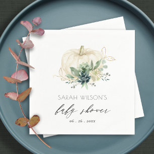 Serviette En Papier Douce Baby Shower Citrouille Succulente Bleu Vert