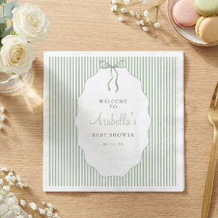 Serviette En Papier Douce Baby Shower Ruban Vert Rayé