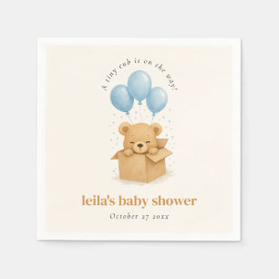 Serviette En Papier Douce Ballon Bébé Ours Mignon Baby Shower Bleu Aqu