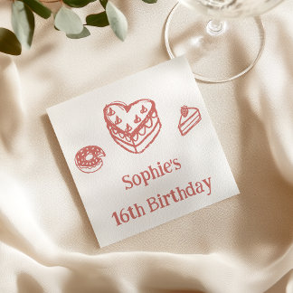 Serviette En Papier Douce Fête d'Anniversaire Sweet 16 avec Dessins de