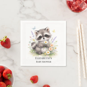Serviette En Papier Douce Fête de Bébé Raton Laveur de la Forêt 