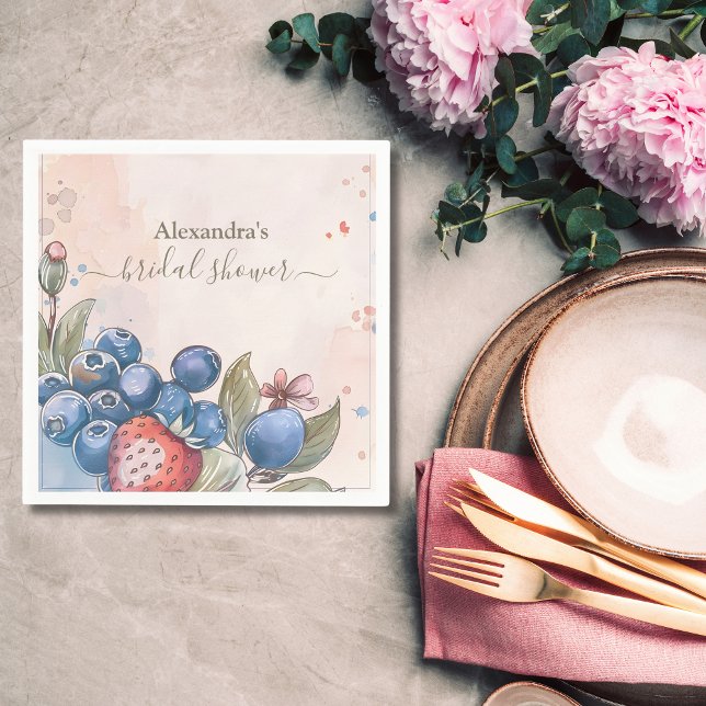 Serviette En Papier Douce fête de mariage chic aux fraises Berry Sweet (Créateur téléchargé)