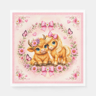Serviette En Papier Douce Fête de Naissance de la Vache et du Poney We