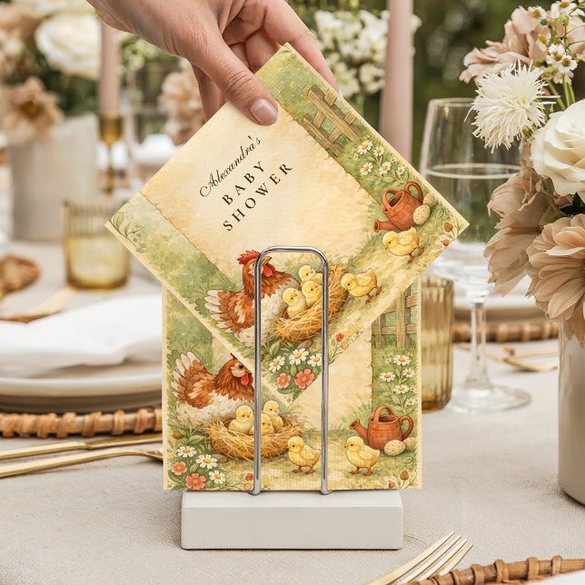 Serviette En Papier Douce Fête de Naissance de Petits Poulets de Ferme (Créateur téléchargé)