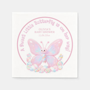 Serviette En Papier Douce Fille Papillon Rose Fraise Baby Shower