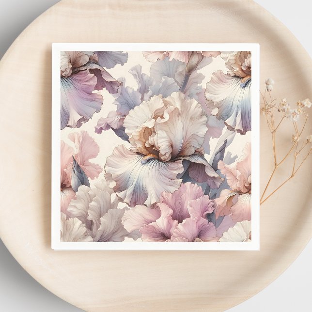 Serviette En Papier Douce Florale Aquarelle Romantique Teintée de Rose (Créateur téléchargé)