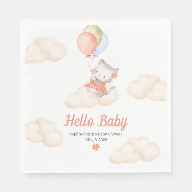 Serviette En Papier Douce flottante Whimsical Custom Kitten Baby Girl (Devant)