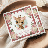 Douce girafe florale aquarelle Fille Baby Shower