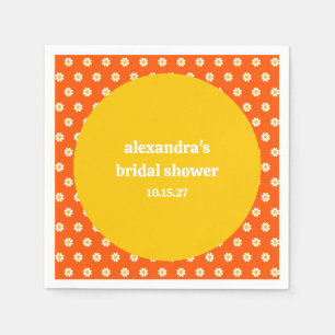 Serviette En Papier Douce Mariage Vintage Orange Fleurs de Marguerites