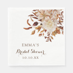 Serviette En Papier Douce Mariée Botanique Aquarelle D'automne