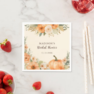Serviette En Papier Douce Mariée Florale Citrouille Aquarelle
