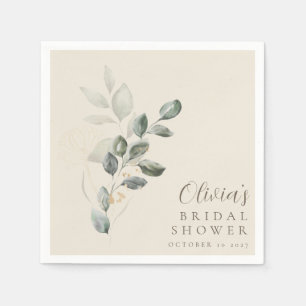 Serviette En Papier Douce Minimaliste Or Vert Mariage