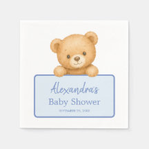 Douce Ourson Brun Fête de Naissance Bleu Garçon