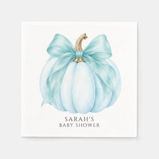 Serviette En Papier Douce Petite Citrouille Bleue & Noeud Bébé Fait Do