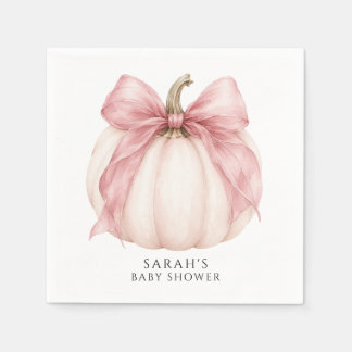 Serviette En Papier Douce petite citrouille et bébé à l'arc rose Baby