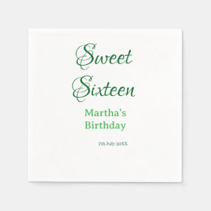 Serviette En Papier Douce Seize vert nom date calligraphie boho ret