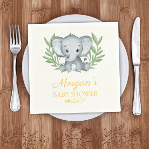 Serviette En Papier Douceur éléphant jaune neutre Baby Shower