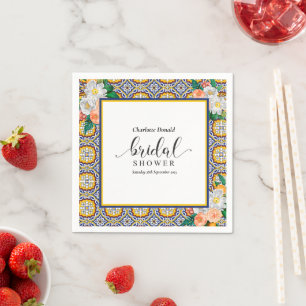 Serviette En Papier Douche de Mariage Carreaux Bleus Méditerranée Ital