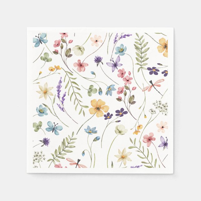 Serviette En Papier Douche de mariée fleur sauvage (Devant)