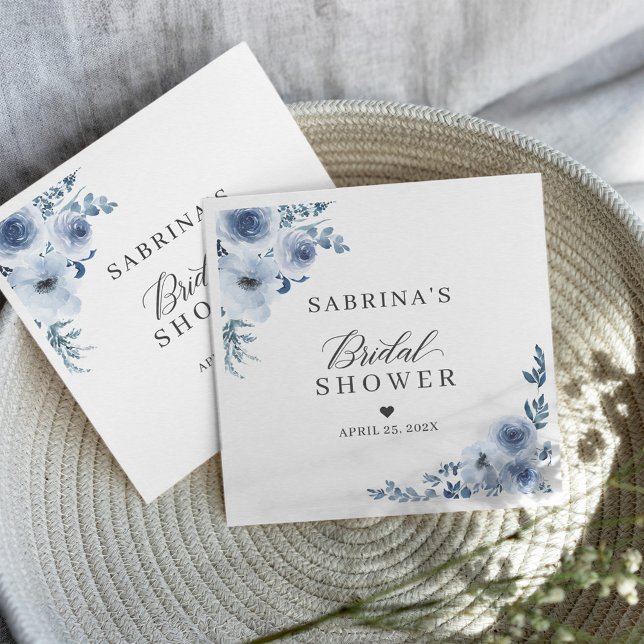 Serviette En Papier Douche de Mariée Fleurie Bohème Bleu Poussiéreux (Créateur téléchargé)