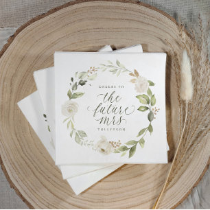 Serviette En Papier Douche de Mariée La Future Mme Aquarelle Florale