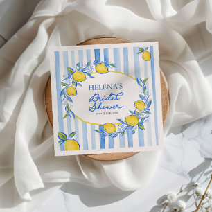 Serviette En Papier Douche de Mariée Méditerranéenne Bleue Rayée
