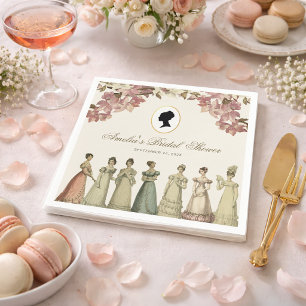 Serviette En Papier Douche de Mariée Régence Dames Calligraphie Vintag