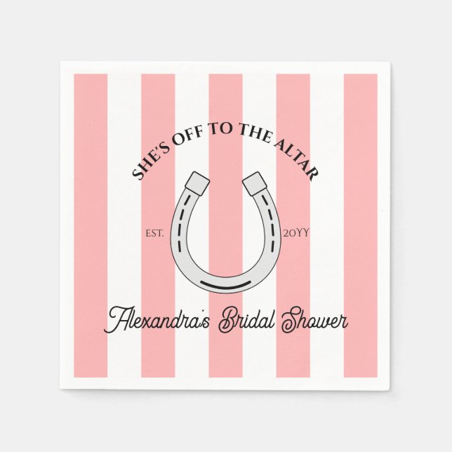 Serviette En Papier Douche Derby Coutume Rose Cabana Stripes Horseshoe (Devant)