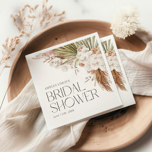 Serviette En Papier Douche Florale Bohème et Plumes