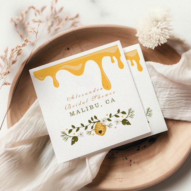 Serviette En Papier Douche nuptiale d'abeille fleurie au miel (Créateur téléchargé)